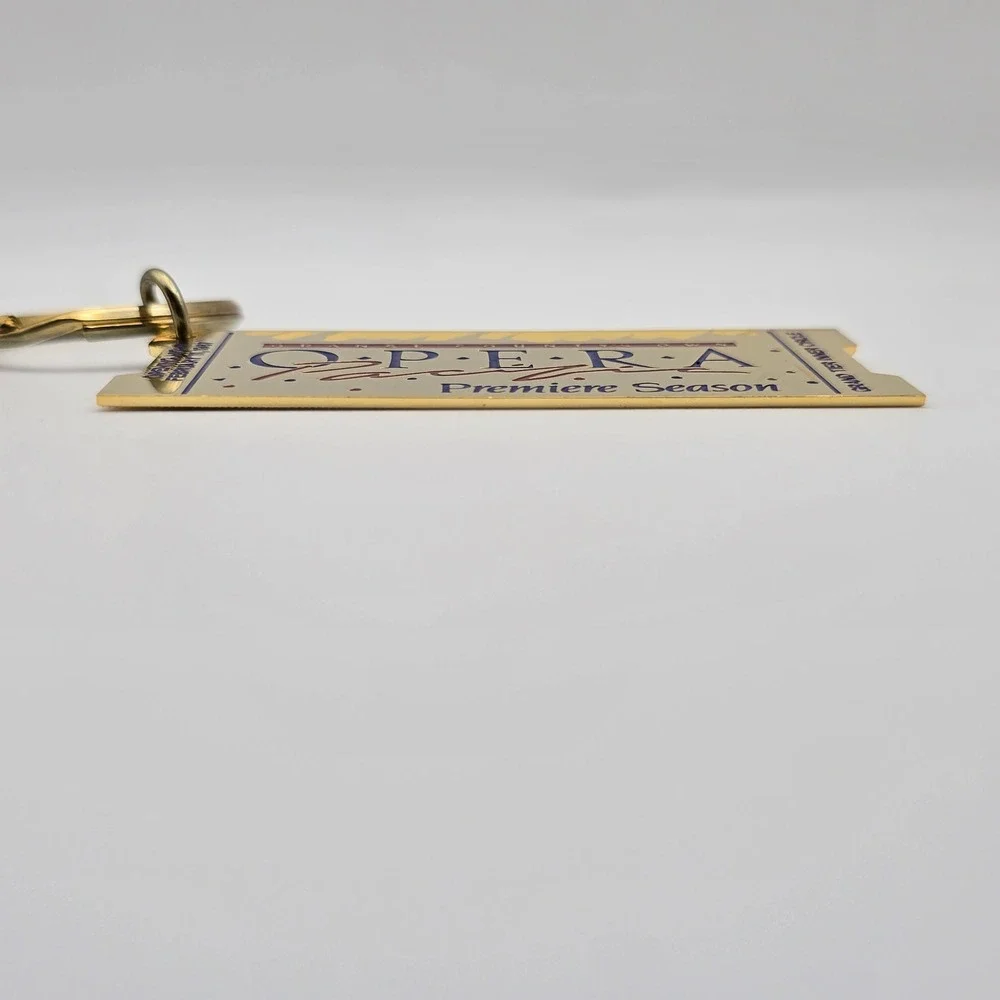 Vtg Gold‎ Tone Ticket Stub Keychain Pacific Opera Premiere Season 1987 Souvenir